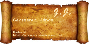 Gerzsenyi János névjegykártya